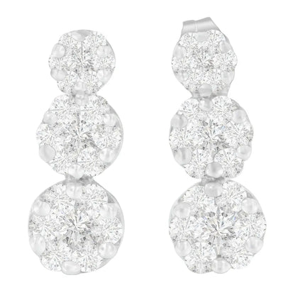 14k White Gold 1 1/2 Cttw Round Cut Diamond Earrings (h-i Si2-i1) - Fine Jewelry us Direct