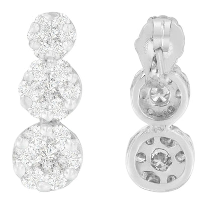 14k White Gold 1 1/2 Cttw Round Cut Diamond Earrings (h-i Si2-i1) - Fine Jewelry us Direct