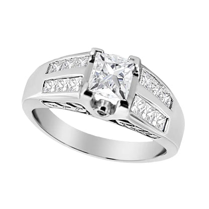 14k White Gold 1 1/4 Cttw Princess Cut Diamond Channel Set Engagement Ring (h-i Color Si1-si2 Clarity) - Fine Jewelry