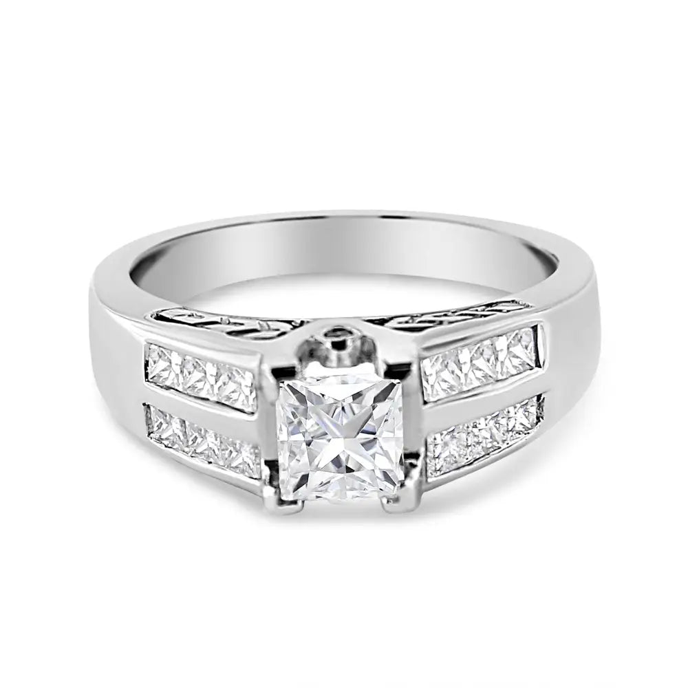 14k White Gold 1 1/4 Cttw Princess Cut Diamond Channel Set Engagement Ring (h-i Color Si1-si2 Clarity) - Fine Jewelry