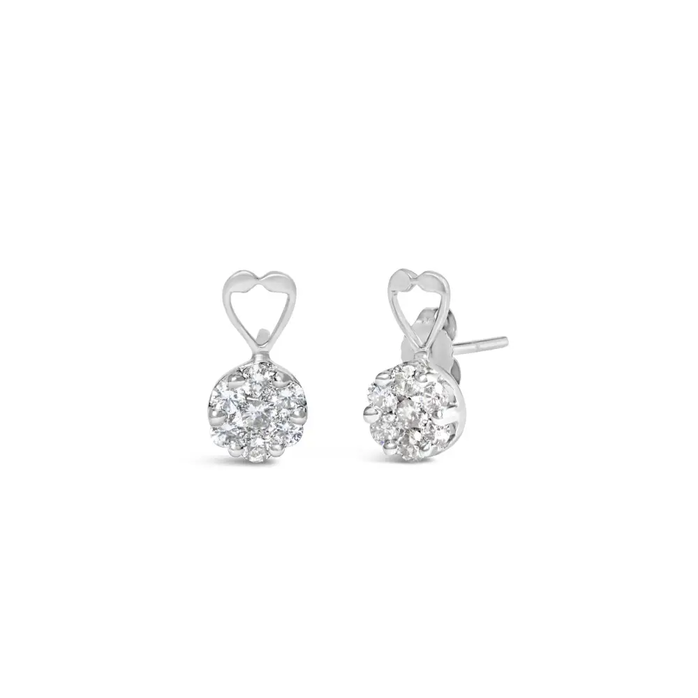 14k White Gold 1 1/4 Cttw Round Cut Diamond Earrings (h-i I1-i2) - Fine Jewelry us Direct