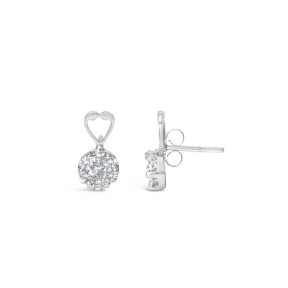 14k White Gold 1 1/4 Cttw Round Cut Diamond Earrings (h-i I1-i2) - Fine Jewelry us Direct