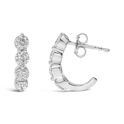 14k White Gold 1 1/4 Cttw Round Lab Grown Diamonds 5 Stone Open Hoop Stud Earrings (f-g Color Vs1-vs2 Clarity) - Fine