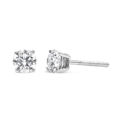 14k White Gold 1/2 Cttw 4-prong Set Lab Grown Solitaire Diamond Push Back Stud Earrings (f-g Color Vs2-si1 Clarity)