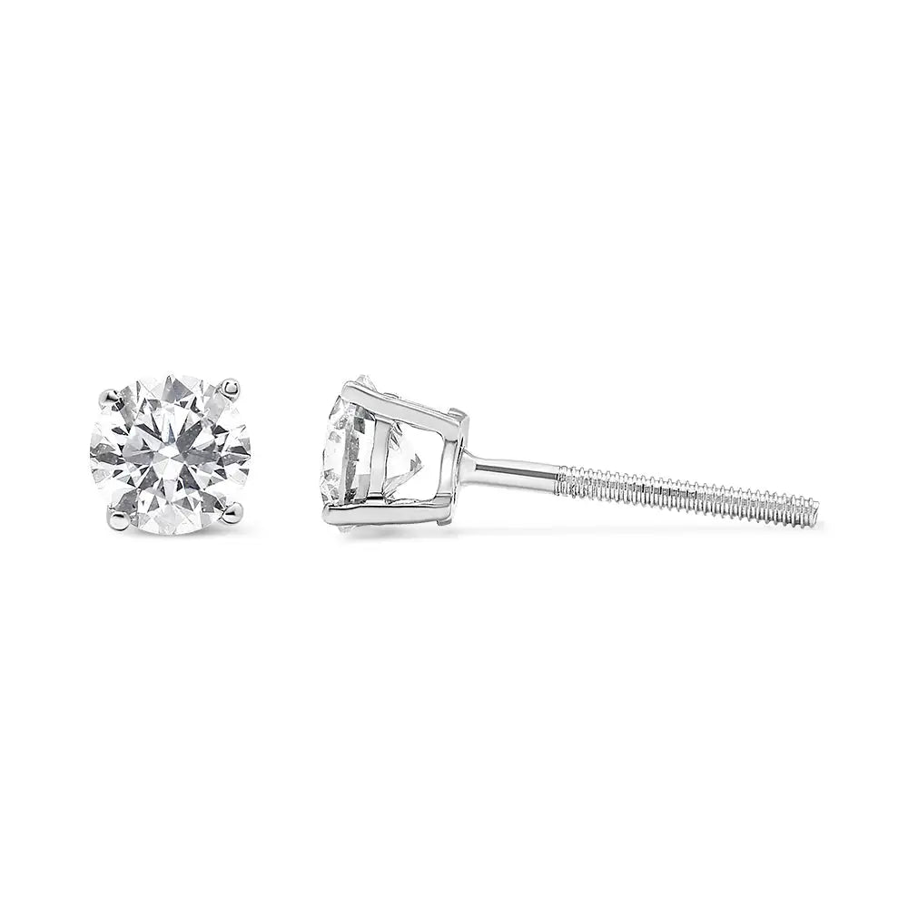 14k White Gold 1/2 Cttw 4-prong Set Lab Grown Solitaire Diamond Push Back Stud Earrings (f-g Color Vs2-si1 Clarity)