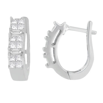 14k White Gold 1/2 Cttw Baguette and Princess Cut Diamond Earrings (h-i Vs1-vs2) - Fine Jewelry us Direct