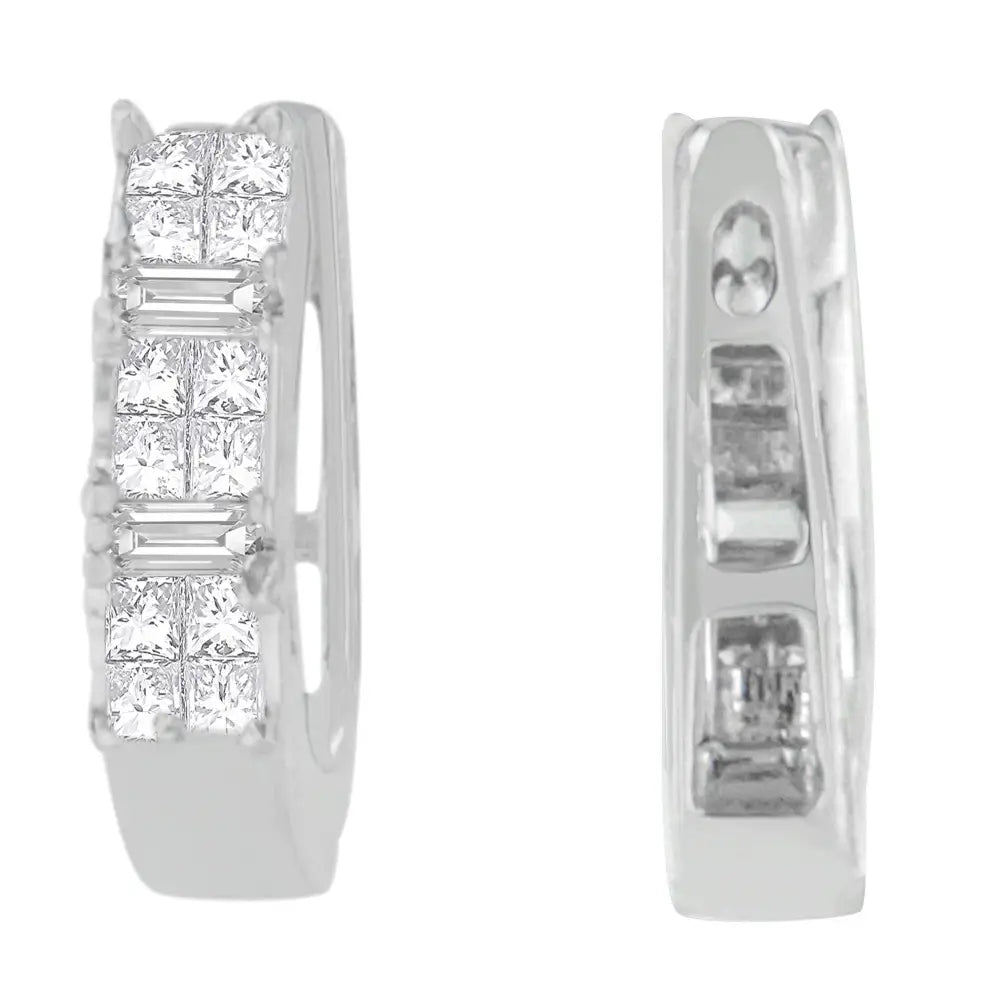 14k White Gold 1/2 Cttw Baguette and Princess Cut Diamond Earrings (h-i Vs1-vs2) - Fine Jewelry us Direct