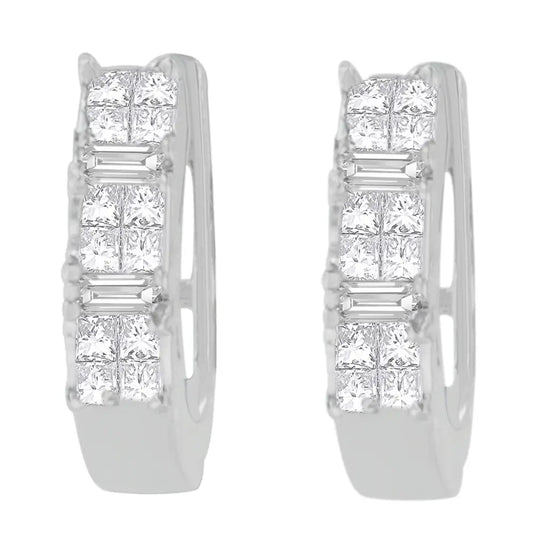 14k White Gold 1/2 Cttw Baguette and Princess Cut Diamond Earrings (h-i Vs1-vs2) - Fine Jewelry us Direct