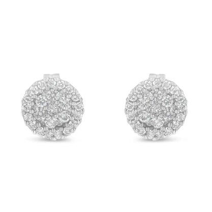 14k White Gold 1/2 Cttw Brilliant-cut Diamond Halo-style Cluster Round Button Stud Earrings (h-i Color I1-i2 Clarity)