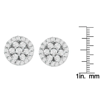 14k White Gold 1/2 Cttw Brilliant-cut Diamond Halo-style Cluster Round Button Stud Earrings (h-i Color I1-i2 Clarity)