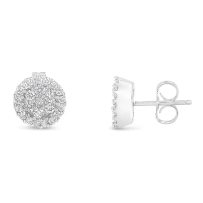 14k White Gold 1/2 Cttw Brilliant-cut Diamond Halo-style Cluster Round Button Stud Earrings (h-i Color I1-i2 Clarity)