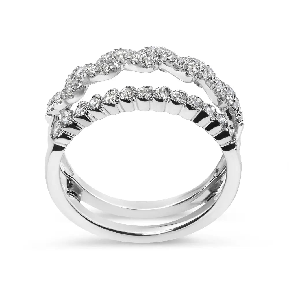 14k White Gold 1/2 Cttw Diamond Enhancer Wrap Ring Guard (I-j Color I2-i3 Clarity) - Fine Jewelry us Direct