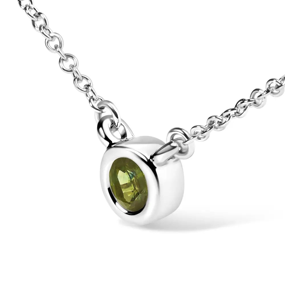 14k White Gold 1/2 Cttw Green Lab Grown Diamond Bezel-set Solitaire 18’’ Pendant Necklace (green Color Vs1-vs2