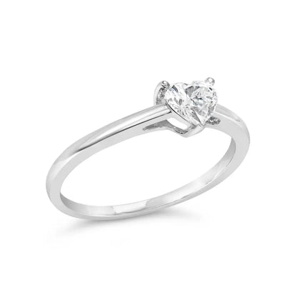 14k White Gold 1/2 Cttw Heart Cut Lab Grown Diamond Solitaire Engagement Ring (f-g Color Vs1-vs2 Clarity) - Size 7