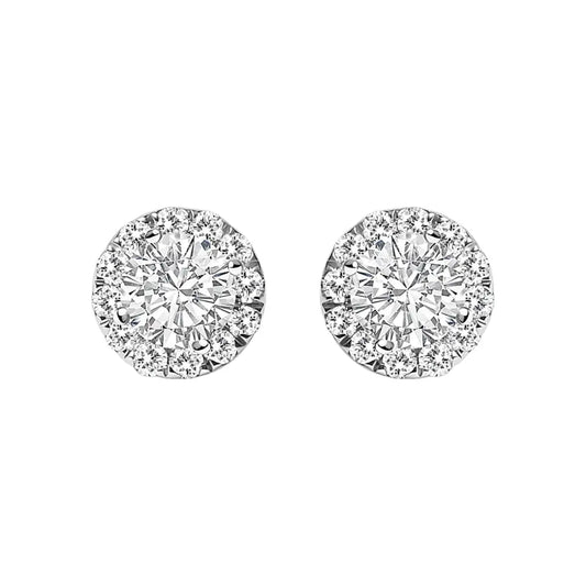 14k White Gold 1/2 Cttw Lab-grown Diamond Halo Stud Earring (f-g Color Vs1-vs2 Clarity) - Fine Jewelry us Direct