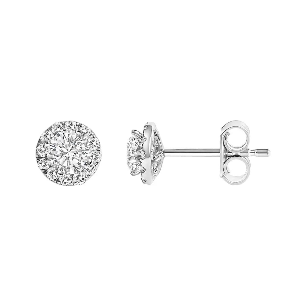 14k White Gold 1/2 Cttw Lab-grown Diamond Halo Stud Earring (f-g Color Vs1-vs2 Clarity) - Fine Jewelry us Direct