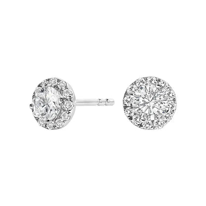 14k White Gold 1/2 Cttw Lab-grown Diamond Halo Stud Earring (f-g Color Vs1-vs2 Clarity) - Fine Jewelry us Direct