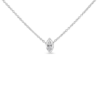 14k White Gold 1/2 Cttw Marquise Shape Lab Grown Diamond Solitaire Pendant Necklace (f-g Color Vs2-si1 Clarity) - Fine