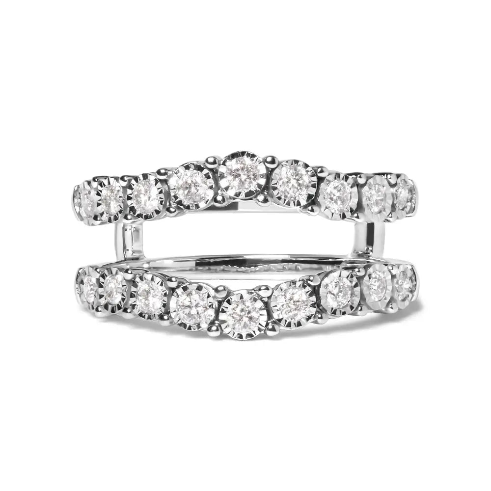 14k White Gold 1/2 Cttw Miracle Set Diamond Enhancer Wrap Ring Guard (h-i Color I1-i2 Clarity) - Fine Jewelry us Direct