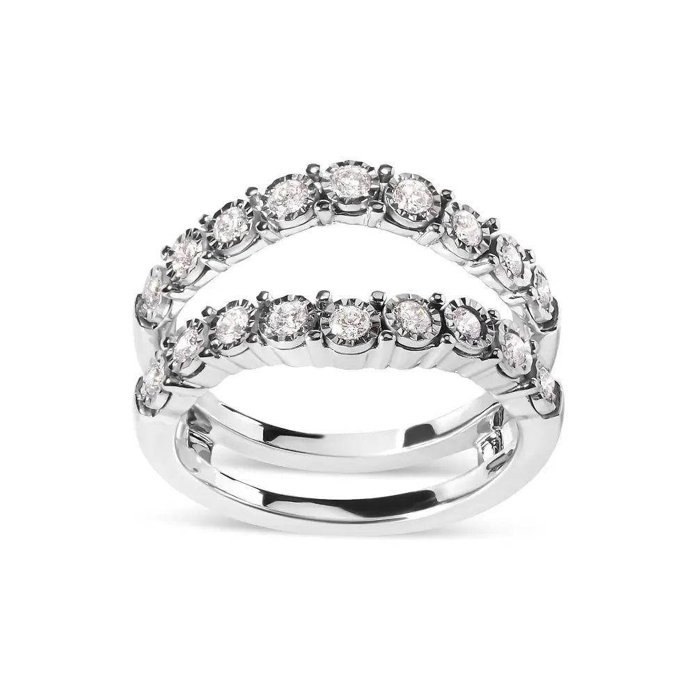 14k White Gold 1/2 Cttw Miracle Set Diamond Enhancer Wrap Ring Guard (h-i Color I1-i2 Clarity) - Fine Jewelry us Direct