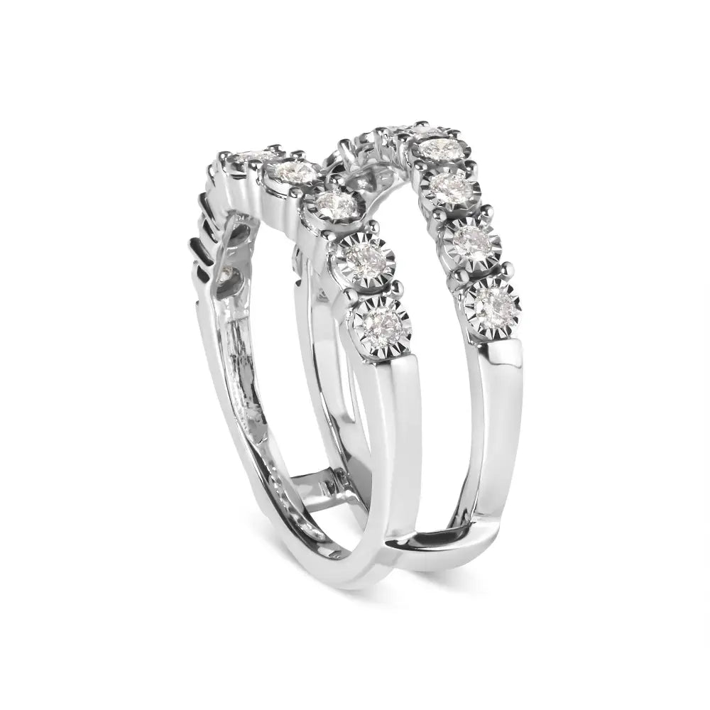 14k White Gold 1/2 Cttw Miracle Set Diamond Enhancer Wrap Ring Guard (h-i Color I1-i2 Clarity) - Fine Jewelry us Direct