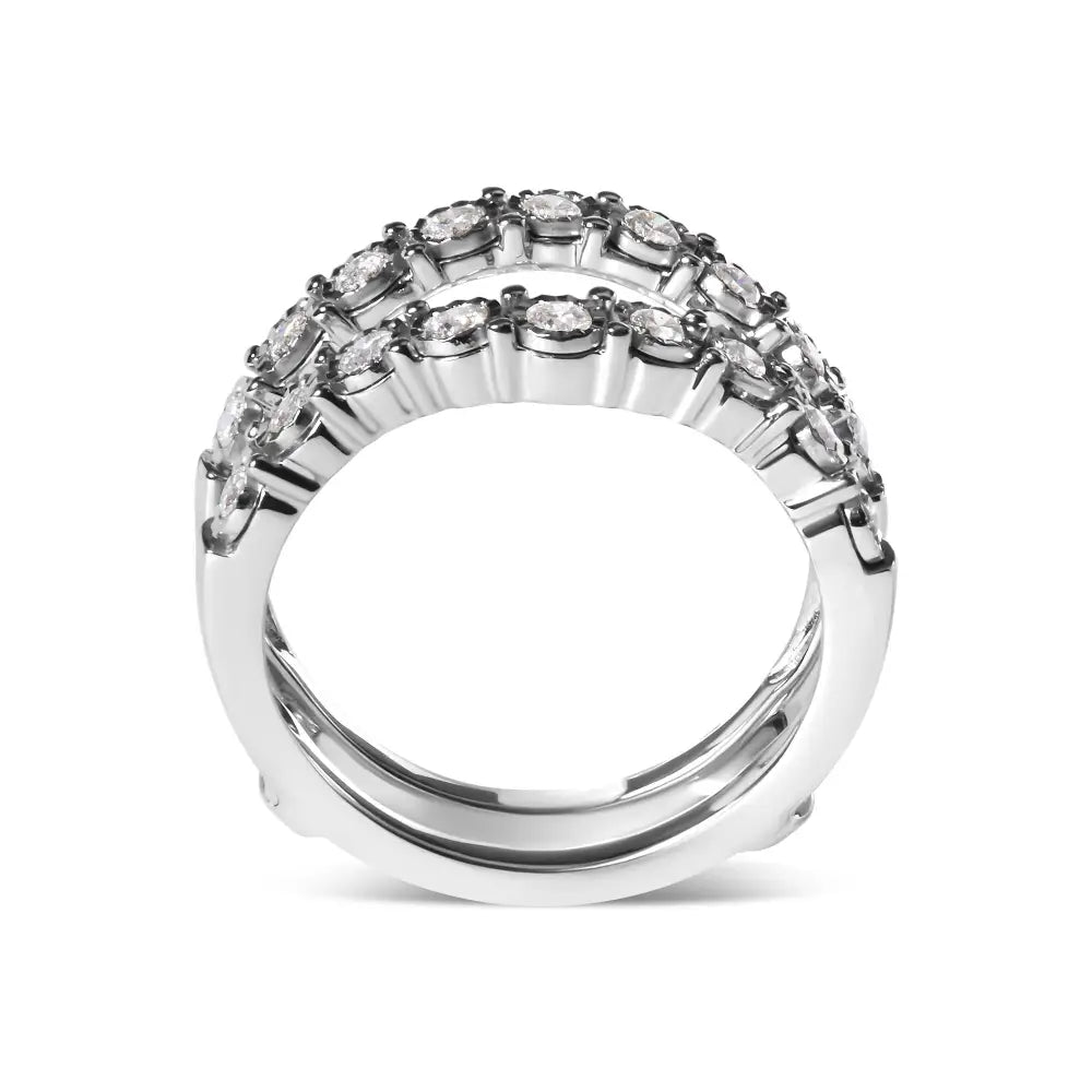 14k White Gold 1/2 Cttw Miracle Set Diamond Enhancer Wrap Ring Guard (h-i Color I1-i2 Clarity) - Fine Jewelry us Direct