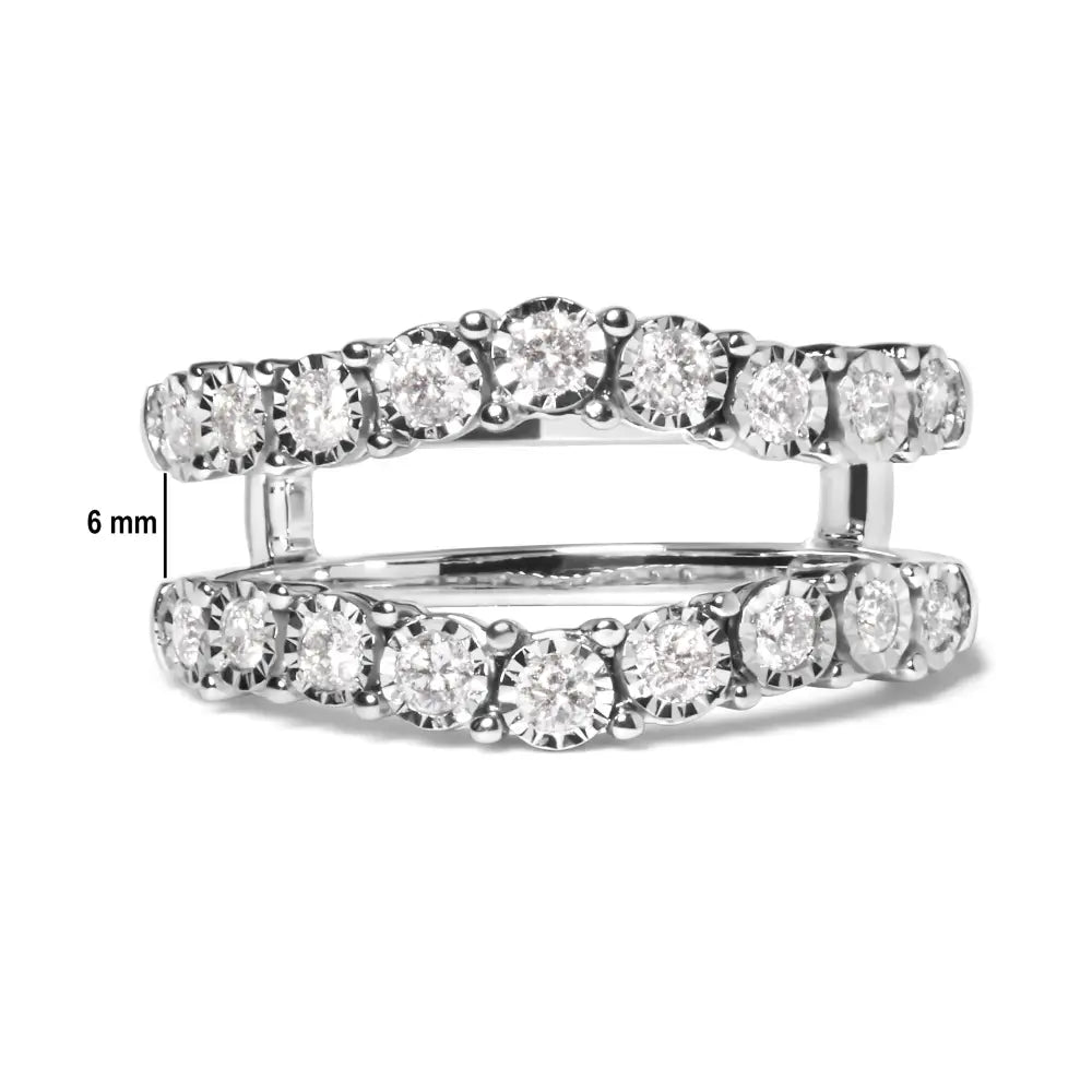 14k White Gold 1/2 Cttw Miracle Set Diamond Enhancer Wrap Ring Guard (h-i Color I1-i2 Clarity) - Fine Jewelry us Direct