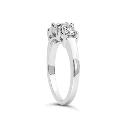 14k White Gold 1/2 Cttw Miracle Set Round Lab Grown Diamond Three Stone Illusion Plate Ring (f-g Color Vs1-vs2 Clarity)