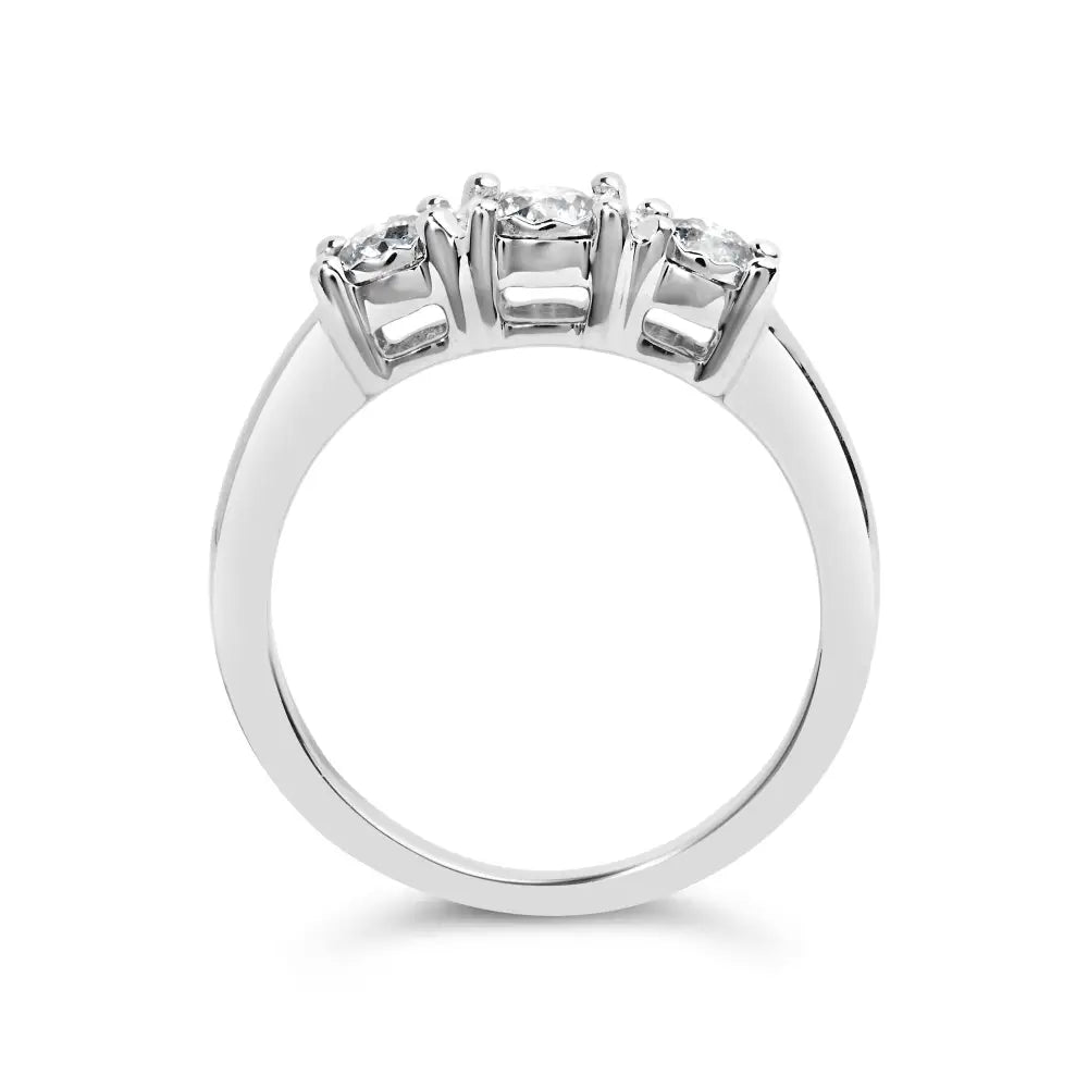 14k White Gold 1/2 Cttw Miracle Set Round Lab Grown Diamond Three Stone Illusion Plate Ring (f-g Color Vs1-vs2 Clarity)