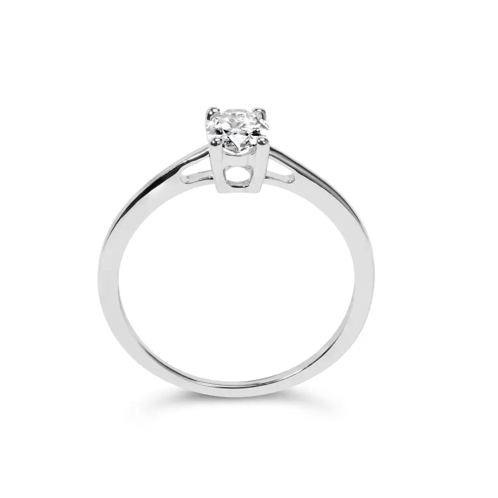 14k White Gold 1/2 Cttw Oval Lab Grown Diamond 4 Prong Solitaire Engagement Ring (f-g Color Vs2-si1 Clarity) - Fine