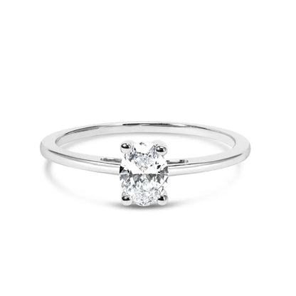 14k White Gold 1/2 Cttw Oval Lab Grown Diamond 4 Prong Solitaire Engagement Ring (f-g Color Vs2-si1 Clarity) - Fine