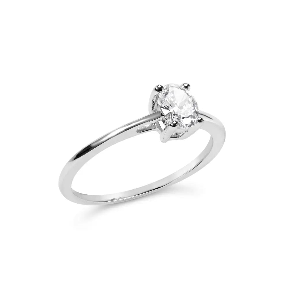 14k White Gold 1/2 Cttw Oval Lab Grown Diamond 4 Prong Solitaire Engagement Ring (f-g Color Vs2-si1 Clarity) - Fine