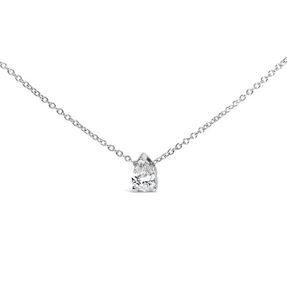 14k White Gold 1/2 Cttw Pear Shape Lab-grown Diamond 3-prong Solitaire Pendant Necklace 18 Inch (f-g Color Vs2-si1