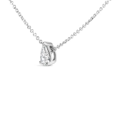 14k White Gold 1/2 Cttw Pear Shape Lab-grown Diamond 3-prong Solitaire Pendant Necklace 18 Inch (f-g Color Vs2-si1