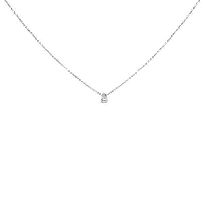 14k White Gold 1/2 Cttw Pear Shape Lab-grown Diamond 3-prong Solitaire Pendant Necklace 18 Inch (f-g Color Vs2-si1