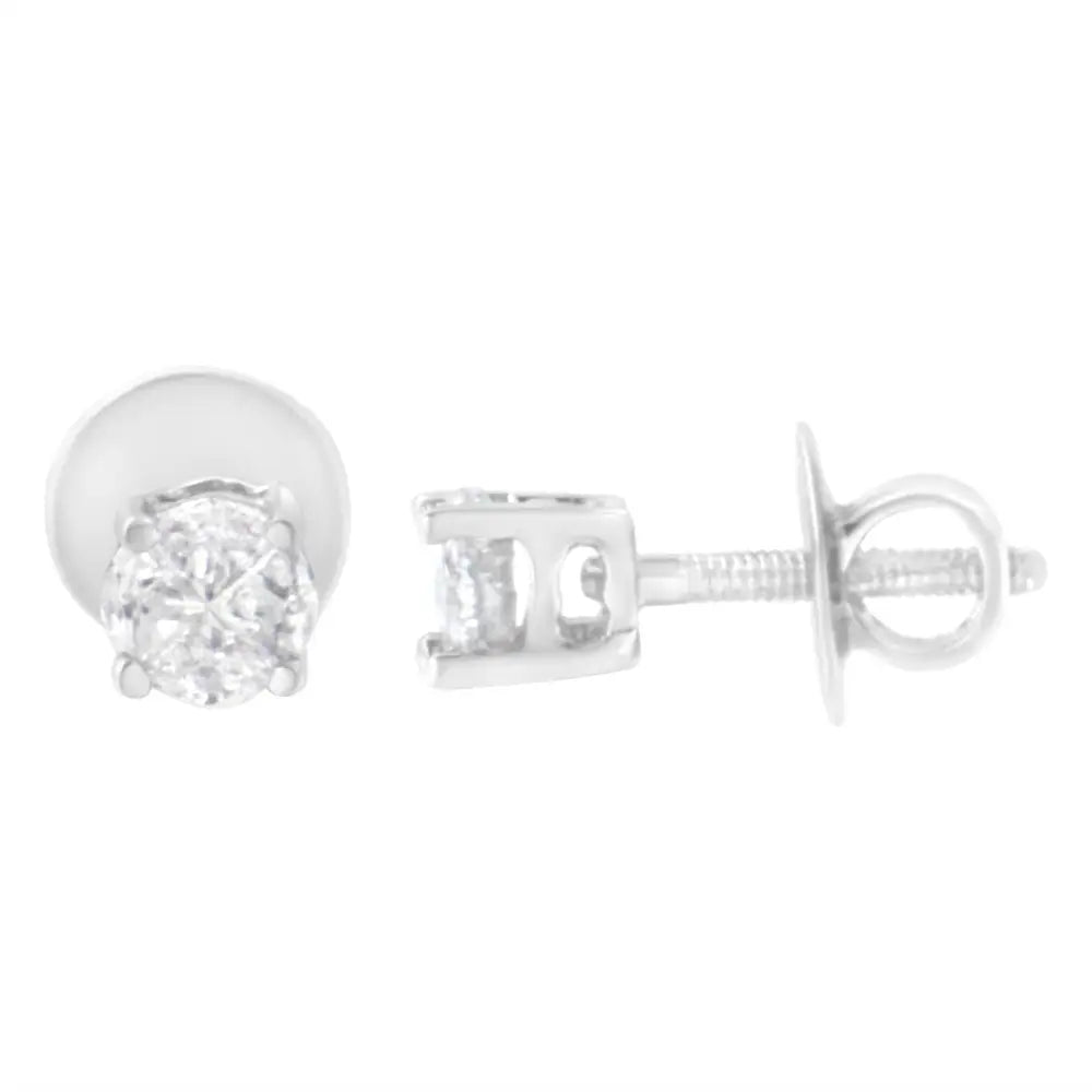 14k White Gold 1/2 Cttw Pie-cut Diamond Solitaire Stud Earrings (h-i Color Si1-si2 Clarity) - Fine Jewelry us Direct