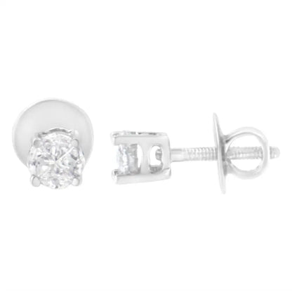 14k White Gold 1/2 Cttw Pie-cut Diamond Solitaire Stud Earrings (h-i Color Si1-si2 Clarity) - Fine Jewelry us Direct