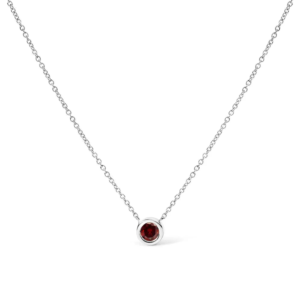 14k White Gold 1/2 Cttw Red Lab Grown Diamond Bezel-set Solitaire 18’’ Pendant Necklace (red Color Vs1-vs2 Clarity)