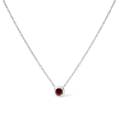 14k White Gold 1/2 Cttw Red Lab Grown Diamond Bezel-set Solitaire 18’’ Pendant Necklace (red Color Vs1-vs2 Clarity)