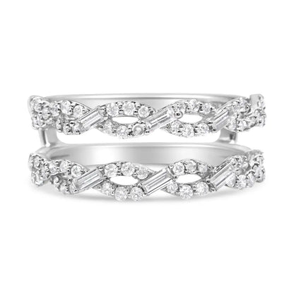 14k White Gold 1/2 Cttw Round & Baguette Diamond Enhancer Wrap Ring Guard (I-j Color I1-i2 Clarity) - Fine Jewelry