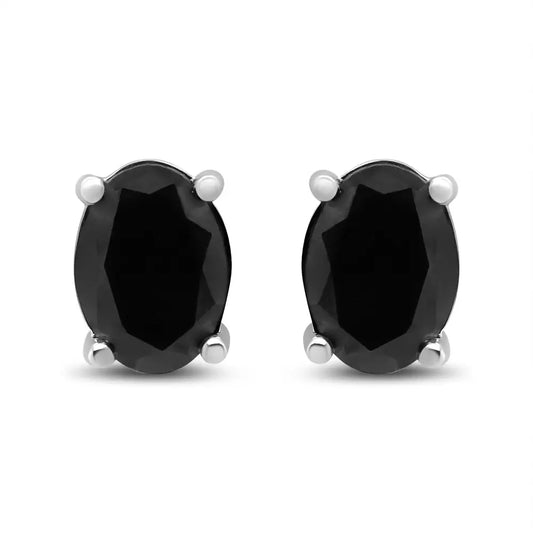 14k White Gold 1/2 Cttw Round Brilliant-cut Black Diamond Classic 4-prong Stud Earrings with Screw Backs (fancy