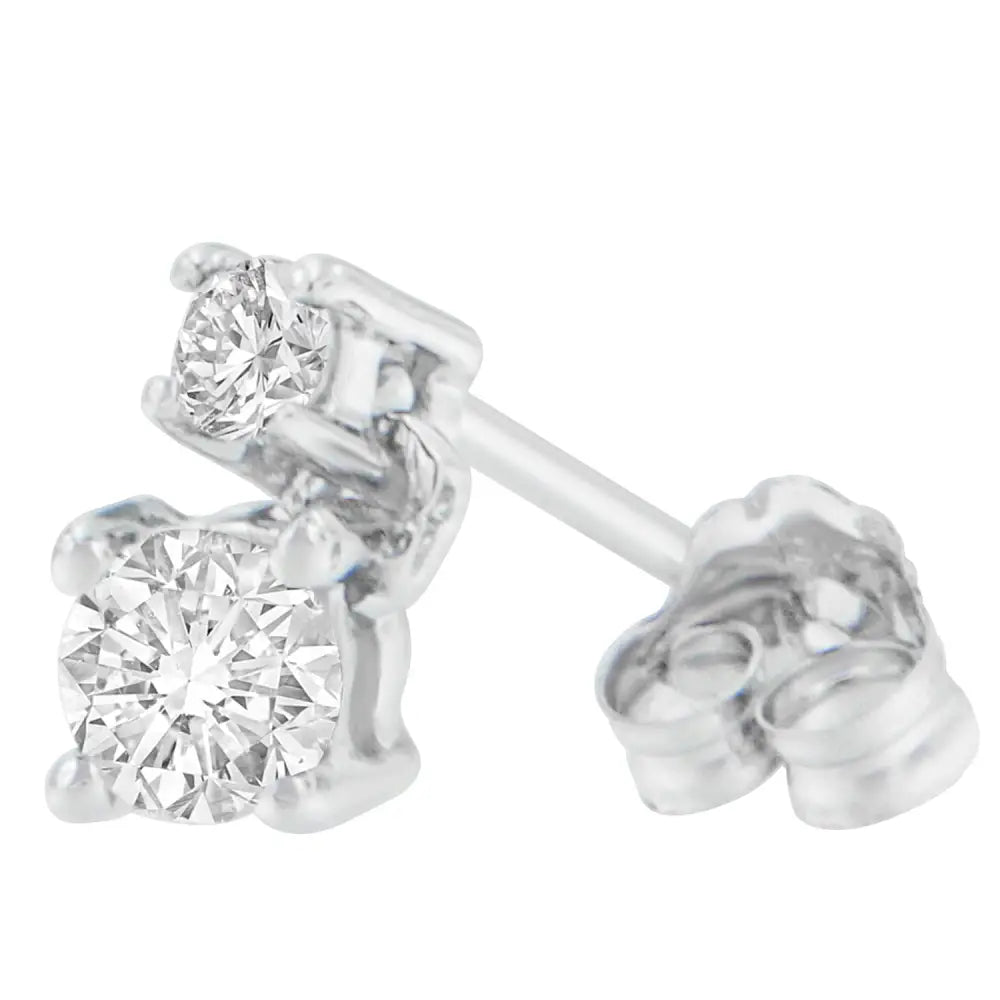 14k White Gold 1/2 Cttw Round Cut Diamond Earrings (h-i Si2-i1) - Fine Jewelry us Direct