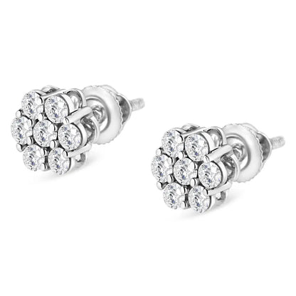 14k White Gold 1/2 Cttw Round-cut Diamond Floral Stud Earrings (i-j Color Si2-i1 Clarity) - Fine Jewelry us Direct