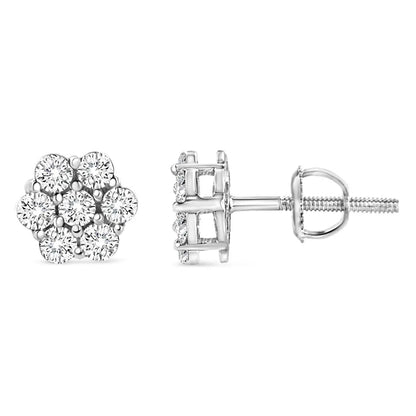 14k White Gold 1/2 Cttw Round-cut Diamond Floral Stud Earrings (i-j Color Si2-i1 Clarity) - Fine Jewelry us Direct