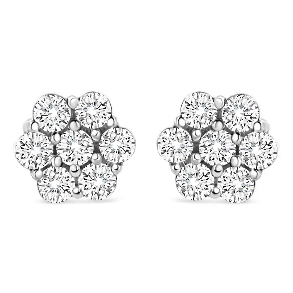 14k White Gold 1/2 Cttw Round-cut Diamond Floral Stud Earrings (i-j Color Si2-i1 Clarity) - Fine Jewelry us Direct