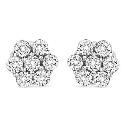 14k White Gold 1/2 Cttw Round-cut Diamond Floral Stud Earrings (i-j Color Si2-i1 Clarity) - Fine Jewelry us Direct