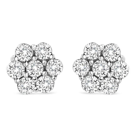 14k White Gold 1/2 Cttw Round-cut Diamond Floral Stud Earrings (i-j Color Si2-i1 Clarity) - Fine Jewelry us Direct