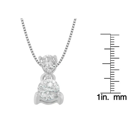 14k White Gold 1/2 Cttw Round Cut Diamond Pendant Necklace (i-j I1-i2) - Fine Jewelry us Direct