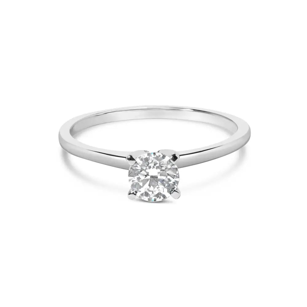 14k White Gold 1/2 Cttw Round Lab Grown Diamond 4 Prong Solitaire Engagement Ring (f-g Color Vs2-si1 Clarity) - Fine