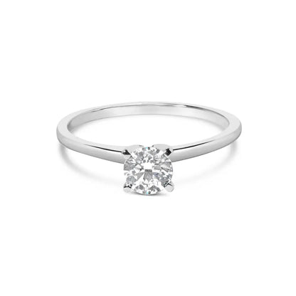 14k White Gold 1/2 Cttw Round Lab Grown Diamond 4 Prong Solitaire Engagement Ring (f-g Color Vs2-si1 Clarity) - Fine